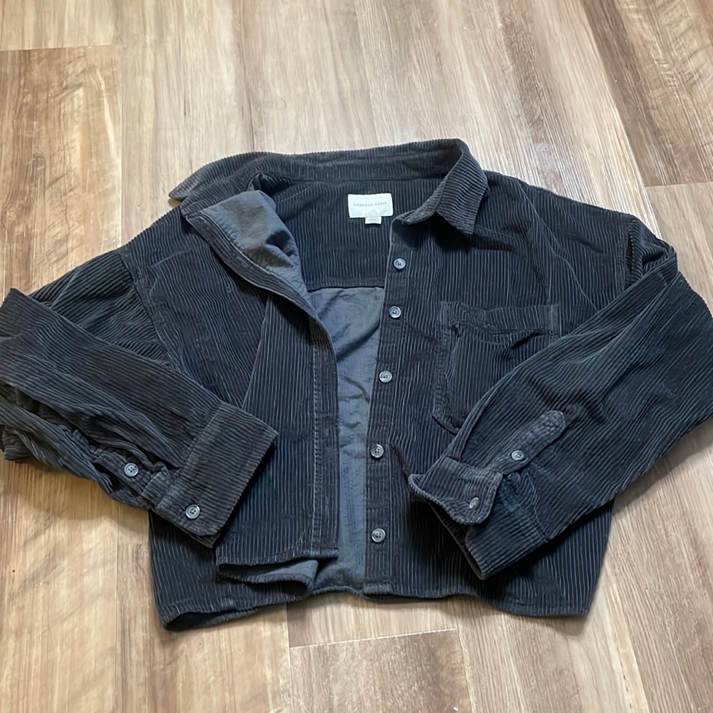 Charcoal Cropped American Eagle Shacket